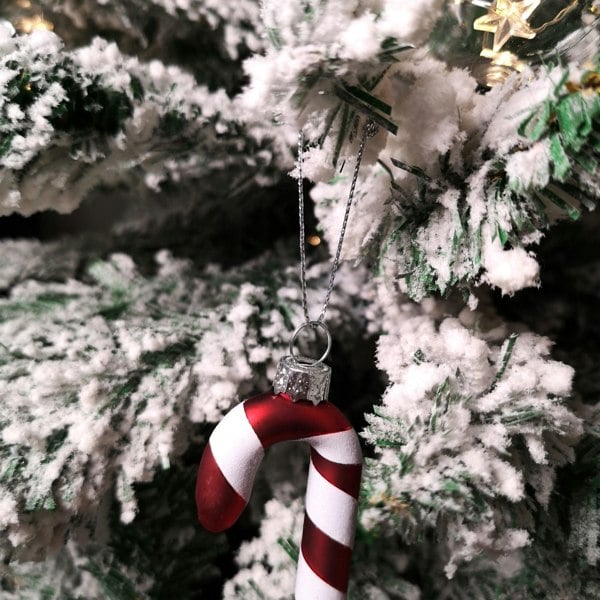 Samuel Alexander Set of 6 12cm Glass Red and White Stripe Candy Cane Christmas Tree Decorations