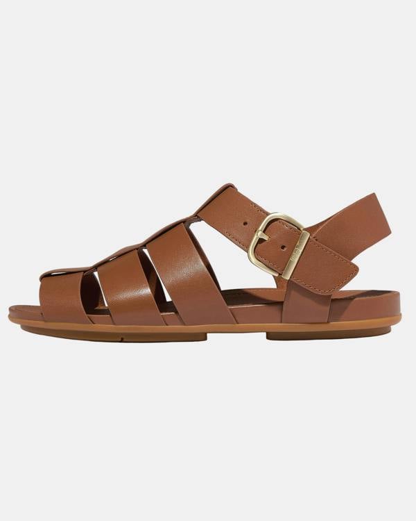 FitFlop Womens Gracie Leather Fisherman Sandals - Deep Tan C15