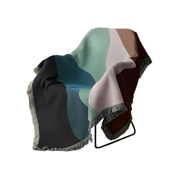 Anyhouz Anycozy Throw Blanket Faux Cashmere Sofa Cover Abstract Rainbow Wave Pattern Tassel Soft Picnic Camping Mat 180*230cm