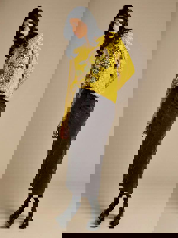 GWD Danica Charcoal Cord Midi Skirt