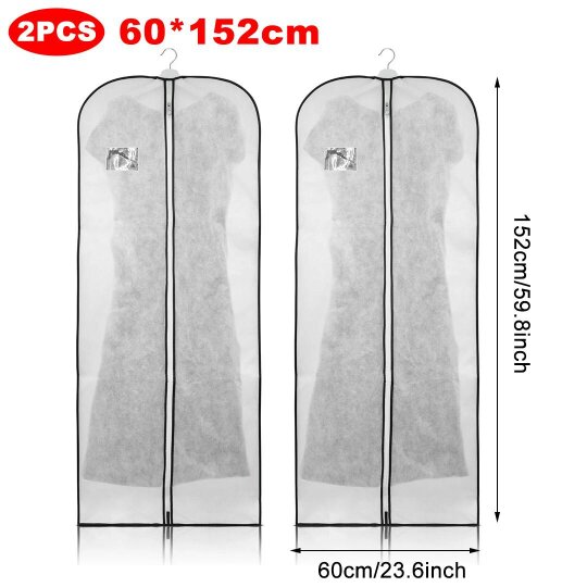 Havendro 2Pcs Breathable Garment Covers Suit Dress Coat Dust Protector Zip Bags - M - white - Non-woven
