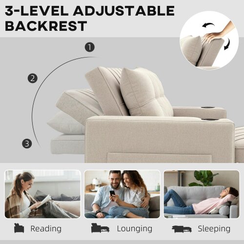 Wyld Haus Kari Fabric Beige 2 Seater Pull Out Sofa Bed