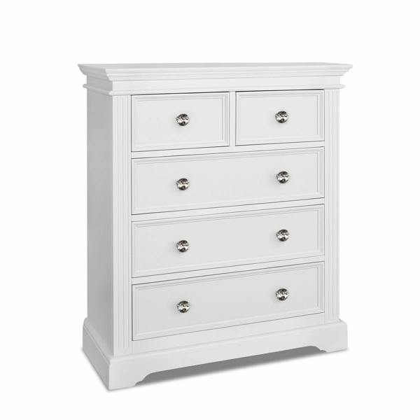Statement Furniture Gainsborough White 2 Over 3 Chest of Drawers with Crystal Handles Assembled