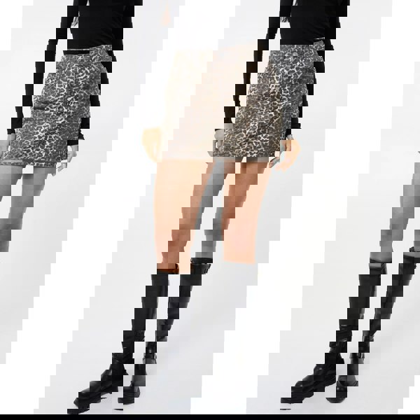 Pink Vanilla Leopard Print Denim Mini Skirt