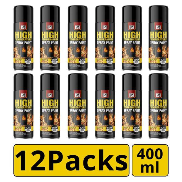 151 12X 151 Matt Black High Temp Spray Paint 400ml