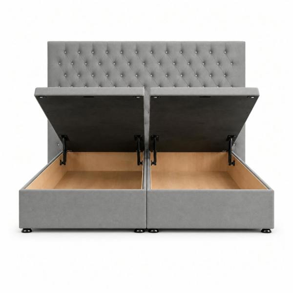 Great British Beds Topaz Winged Divan Ottoman Bed - Silver Plush