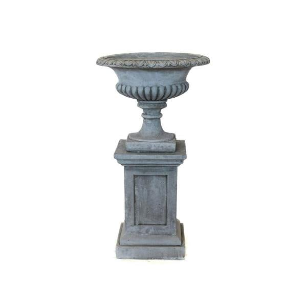 Very Large Stone Cast Victorian Garden Urn and Plinth