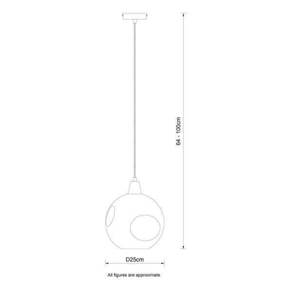 COSYLYTE Millfield Smoky Dimple Glass Pendant Light
