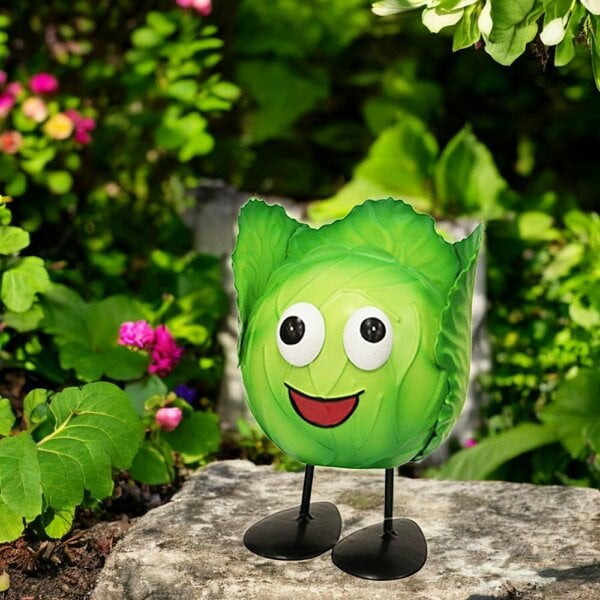 EDH Door Hardware Metal Cabbage Veggie Patch Pal – 15.5 x 11 x 11 CM | Fun & Whimsical Metal Garden Ornament | Outdoor Cabbage Decor