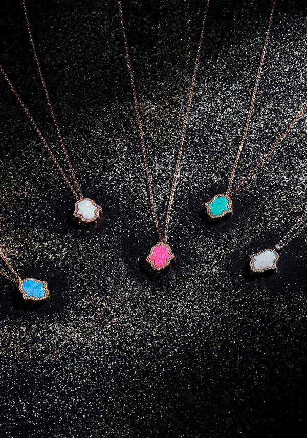 Latelita Hamsa Opalite Turquoise Blue Necklace Gold