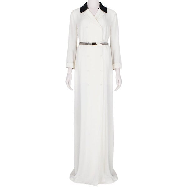 Alessandra Rich luxurious full-length dress in an ivory silk crepe