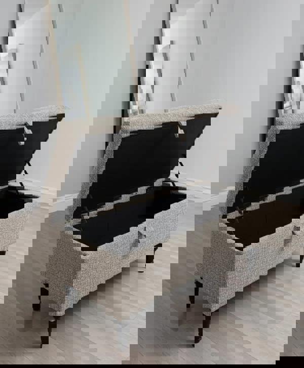 ISTOOLS Animal Print Cream Storage Ottoman Bench – Coffee Table, Pouffe Seat & Hidden Storage