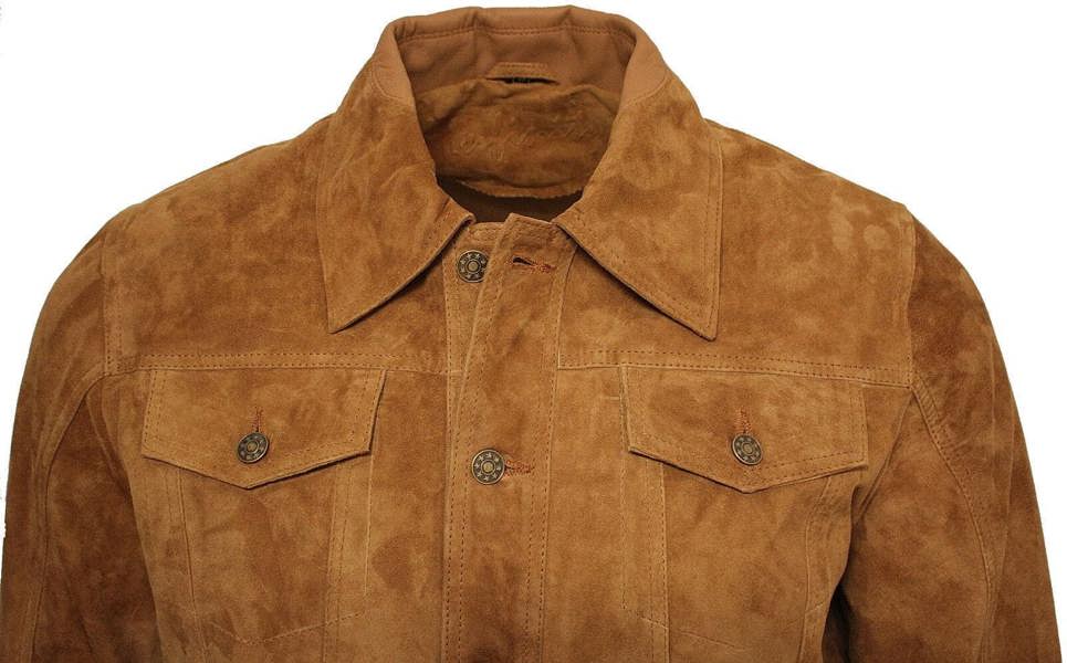 Infinity Leather Mens Goat Suede Leather Trucker Jacket-Taraz