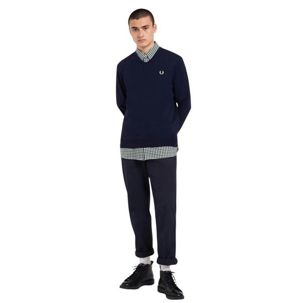Fred Perry Classic V-Neck Navy Blue Jumper XS