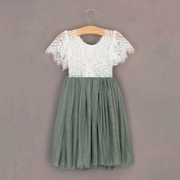 Rear of dress hanging on hanger