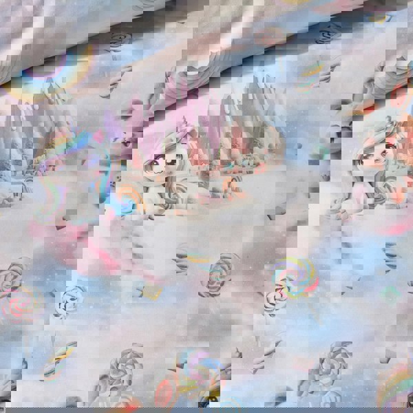 Catherine Lansfield Candy Unicorn So Soft Reversible Duvet Cover Set Pink