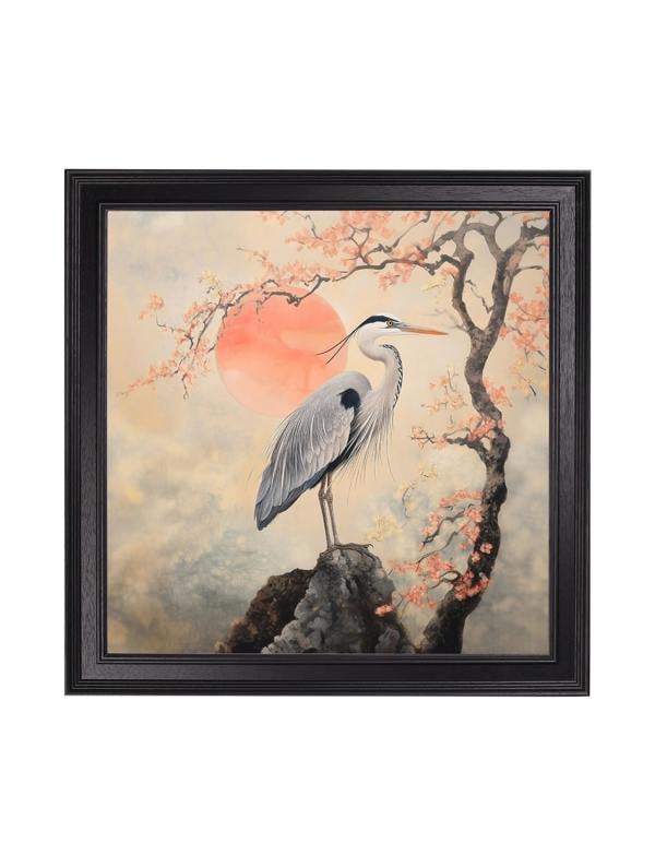 Exceptional Art Japanese Twin Herons - Black Hurstwood square frame