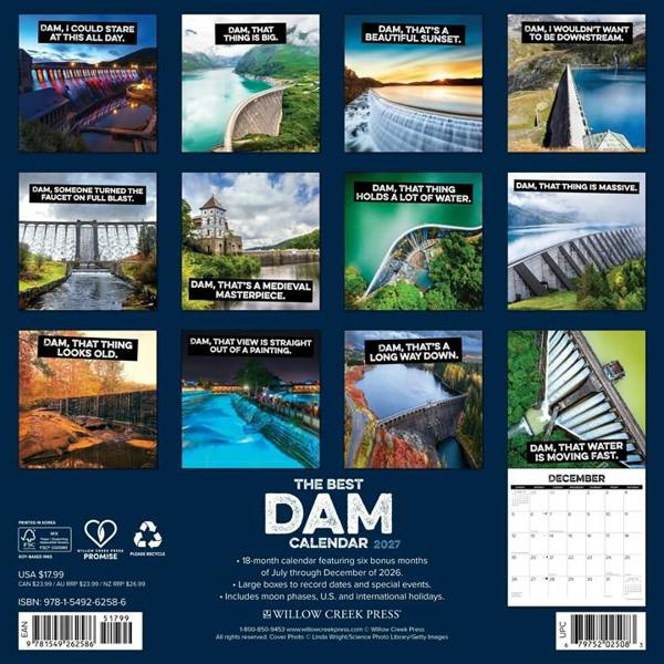The Best Dam Calendar 2027, Wall Calendars, Month To View, Travel, Gift