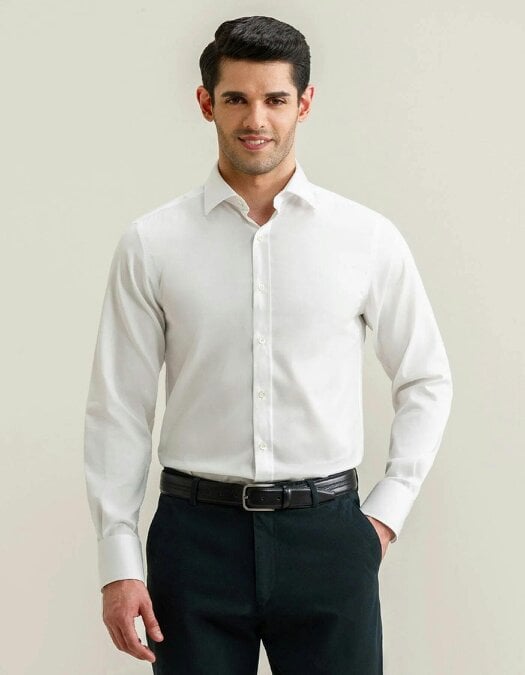 Men's Luxury Off White Twill Shirt