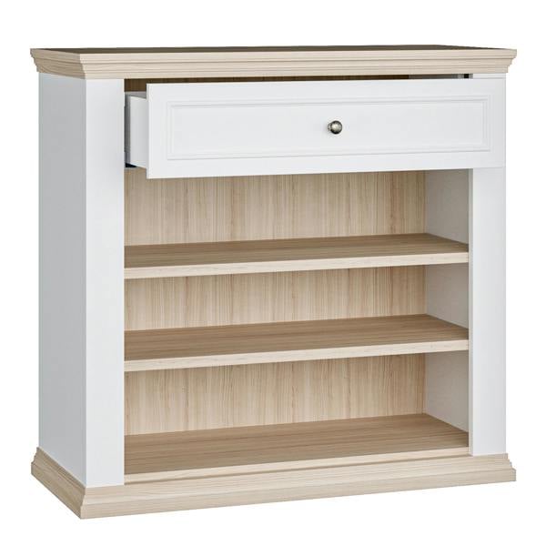 Furniture To Go Pontypool 2 Door 1 Drawer Small Sideboard in White and Riva Oak