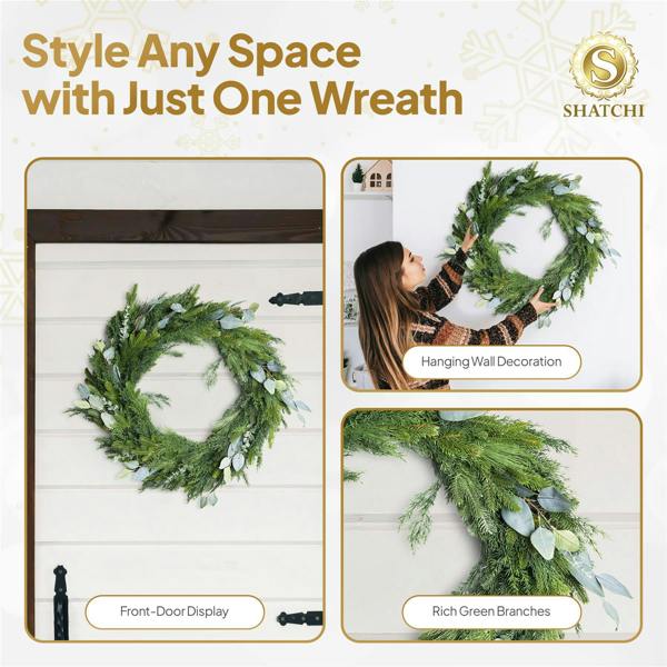 100cm Green Artificial PE Christmas Wreath for Indoor and Sheltered Outdoor Display image 3