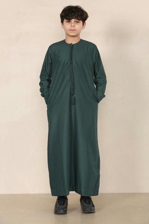 Infinity Leather Boy's Kids Thobe Emirati Jubba Islamic Clothing Kaftan Eid String Tassel