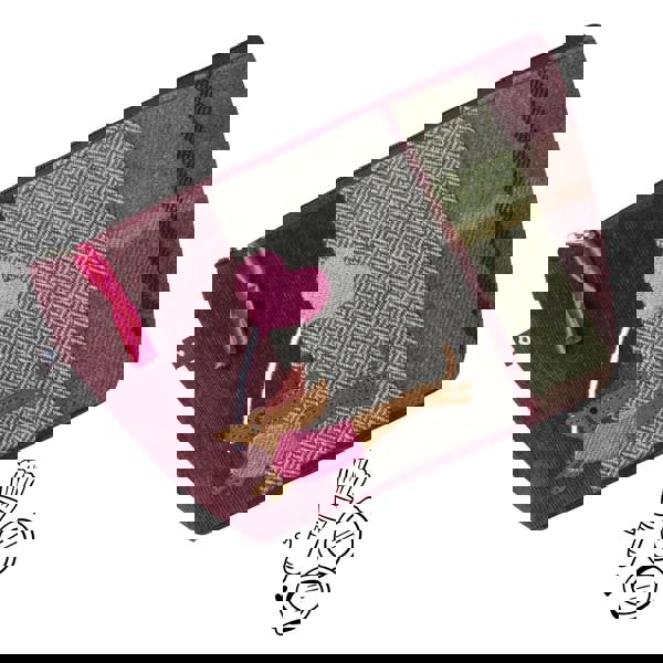 Earth Squared Tweed Applique Sausage Dog with Heart Balloon Make up Bag