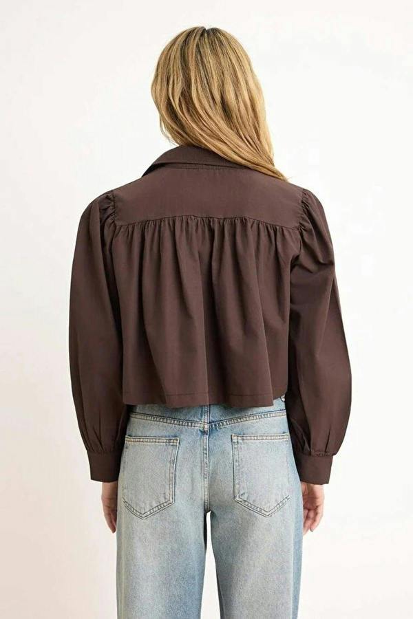 WOVCOR Gathered Crop Fit Shirt