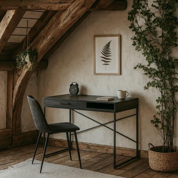 Wyld Haus El Paso Black Wooden 1 Drawer Office Desk