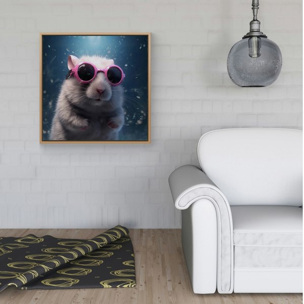 Warren Reed Splash Art DoorMouse with Pink Glasses Framed Canvas