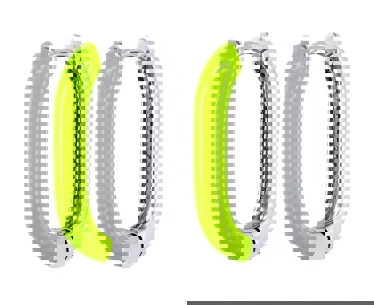 One Of A Kind Club Green silver rectangle huggie