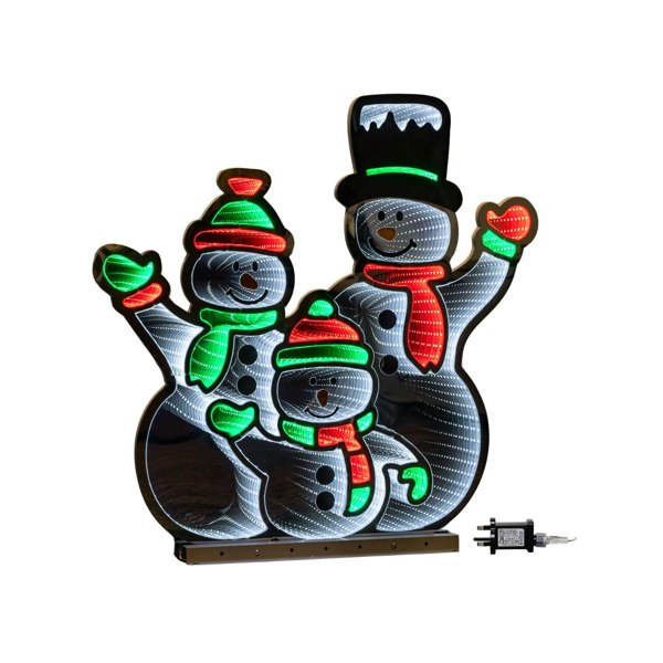 Samuel Alexander 65cm Infinity Standing Snowmen Family on Metal Base with White, Red & Green LEDs