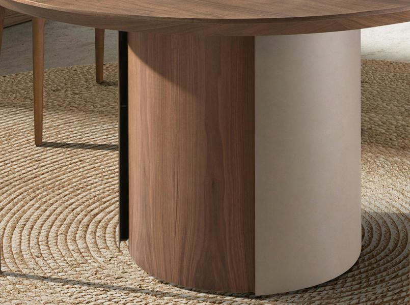 Angel Cerdá Round dining table walnut and metallic sand steel 1163