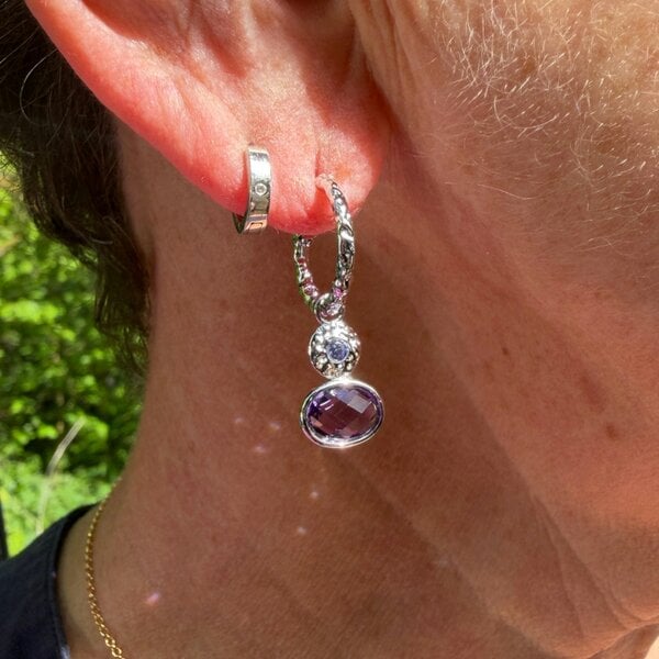 Reeves & Reeves Iris Hoop Earrings - Silver - Amethyst