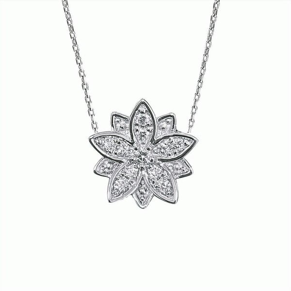 BLOOMTINE Eternal Bloom™ 14K White Gold Diamond Flower Choker / Necklace