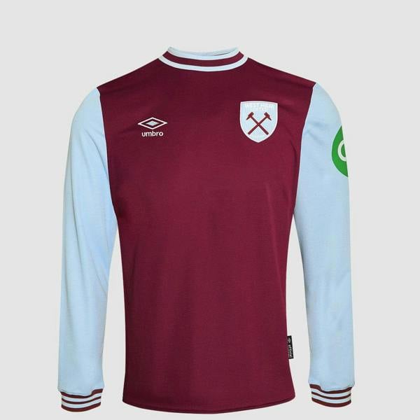 Umbro Childrens/Kids 24/25 West Ham United FC Long-Sleeved Home Jersey - Maroon/White - 