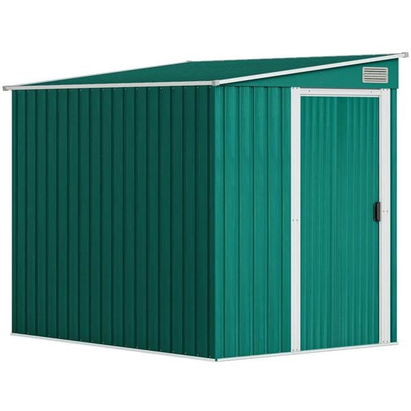 Green galvanised metal shed with sliding door, 7x5ft
