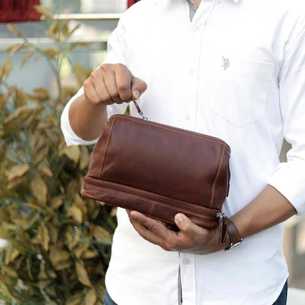PRIMEHIDE Men’s Leather Wash Bag