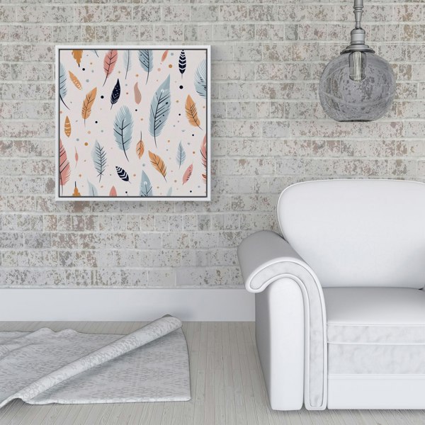 Warren Reed Pastel Feather Pattern Framed Canvas