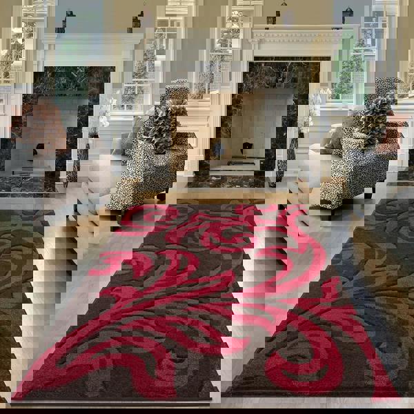 Smart Living Carved Rug Florence - Brown Red