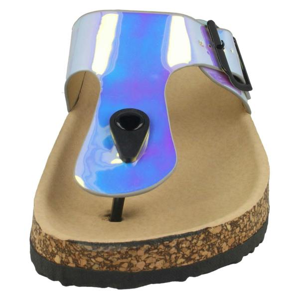Spot On Ladies Spot On Flat Hologram Sandals
