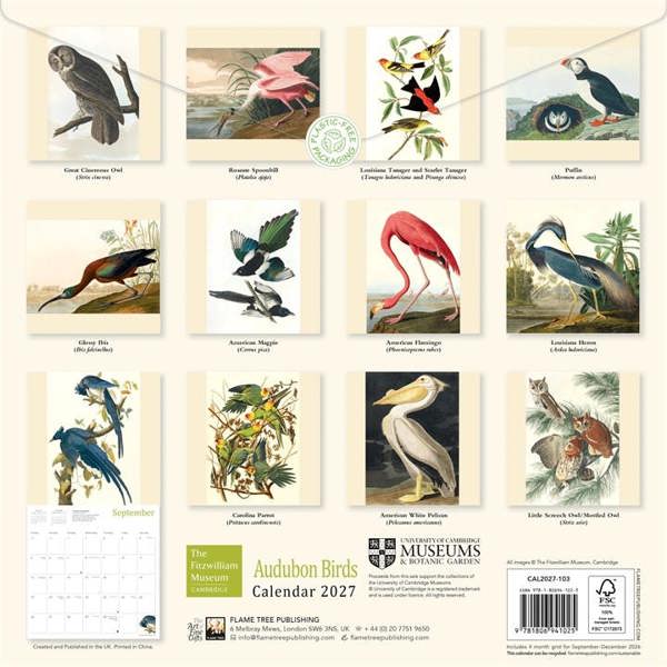 Audubon Birds, The Fitzwilliam Museum Cambridge Calendar 2027, Wall Calendars, Month To View, Animals, Gift