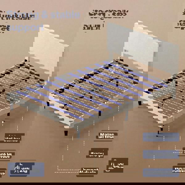 Levede Double Bed Frame with Upholstered Headboard Velvet Foam White Fabric