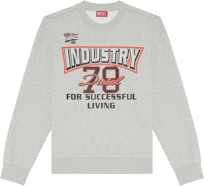 Diesel Industry 78 Design Sweatshirt Jumper - Grey Marl