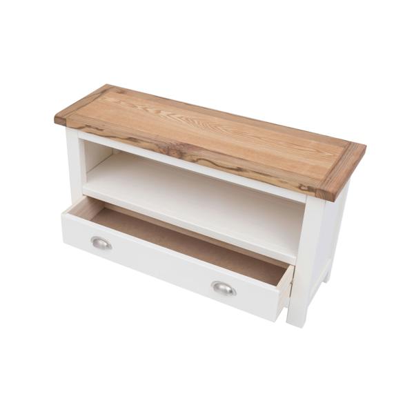 Cabinet Bits Lovere Off White 1 Drawer TV Cabinet Chrome Cup Handle