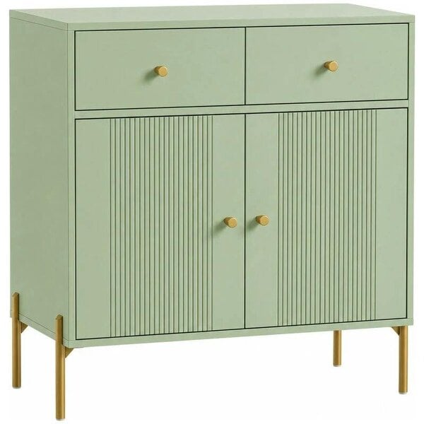 Modern Sideboard, Sideboard Storage Cabinet with 2 Drawers and Adjustable Shelf for Living Room, Light Green