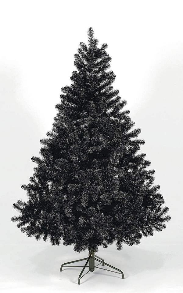 4ft to 12ft Black Artificial Christmas Trees with Hinged Branches and Metal Stand image 1