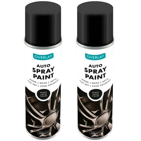 Overlay 2X Overlay Satin Black Auto Professional Spray Paint 250ml