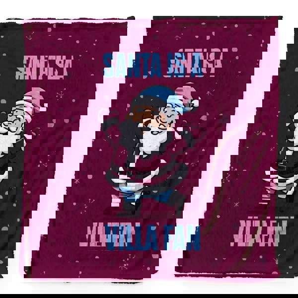 BritishmadeGifts Santa is a Villa Football Fan - Luxury Fleece Blanket 150cm X 150cm