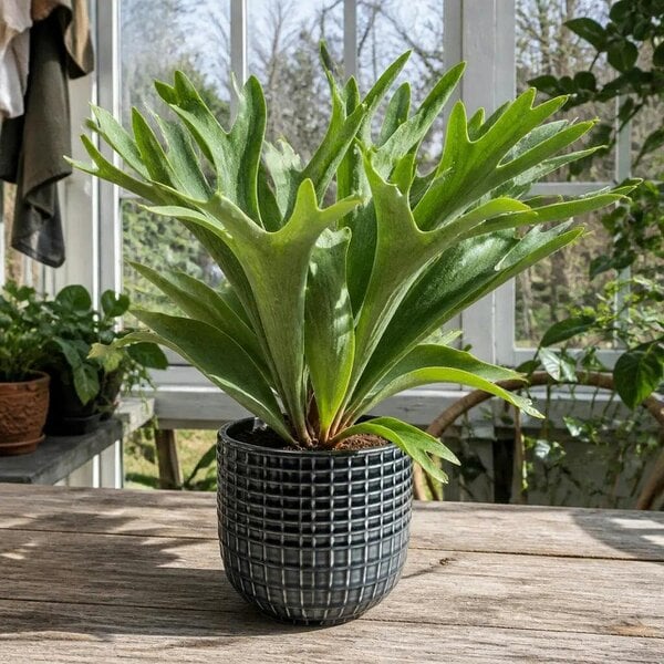 Platycerium Bifurcatum Staghorn Fern – Unique Antler-Shaped Foliage Indoor Houseplant